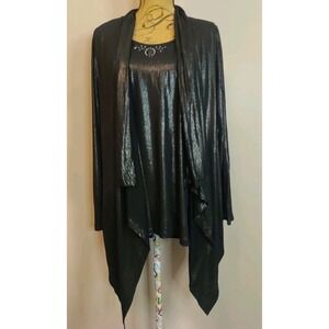 Basler Women Black Shimmer Cardigan/Embellished Tank 2‎ Piece Set Size 48/50*